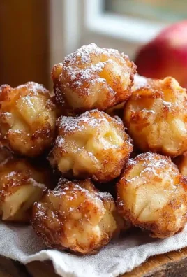 Freshly made Apple Fritter Bites on a plate with powdered sugar