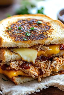 BBQ Chicken Grilled Cheese sandwich with melted cheese and BBQ sauce