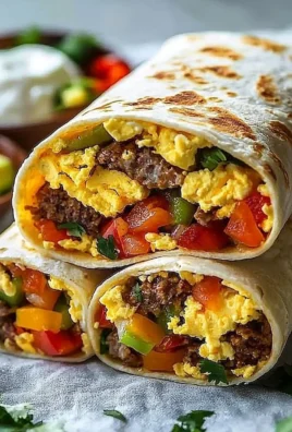 Scrumptious breakfast burritos filled with eggs, cheese, and veggies.