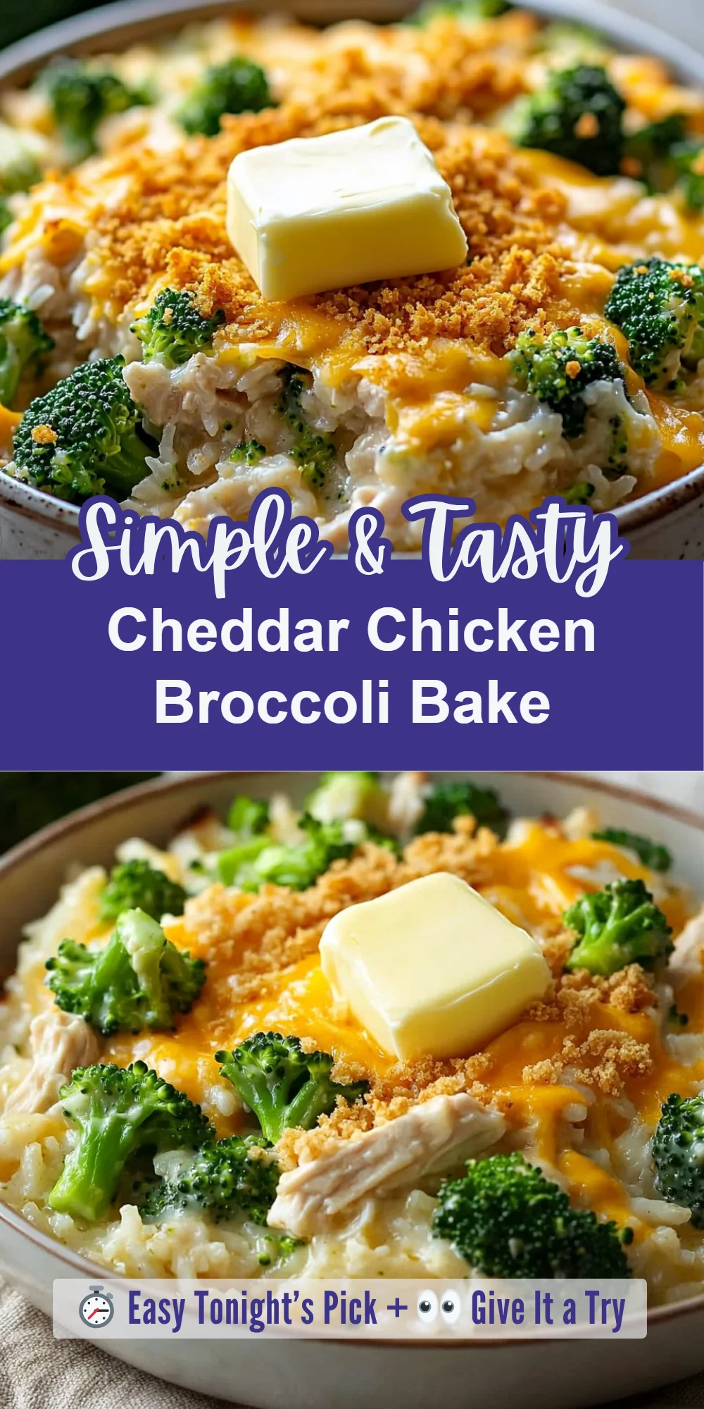 Cheddar Chicken Broccoli Bake