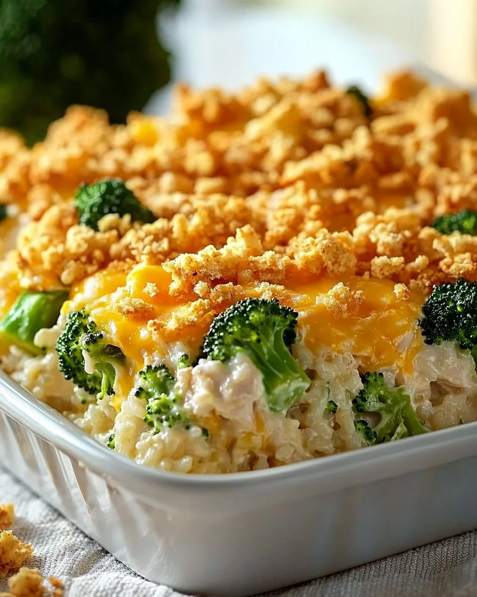 Cheesy Chicken Broccoli and Rice Casserole