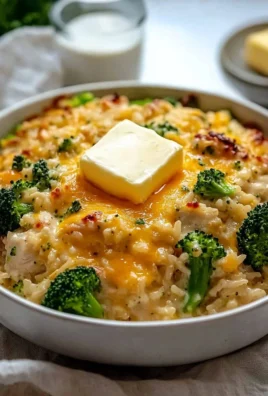 Delicious Chicken Broccoli Rice Casserole topped with cheese and fresh herbs.