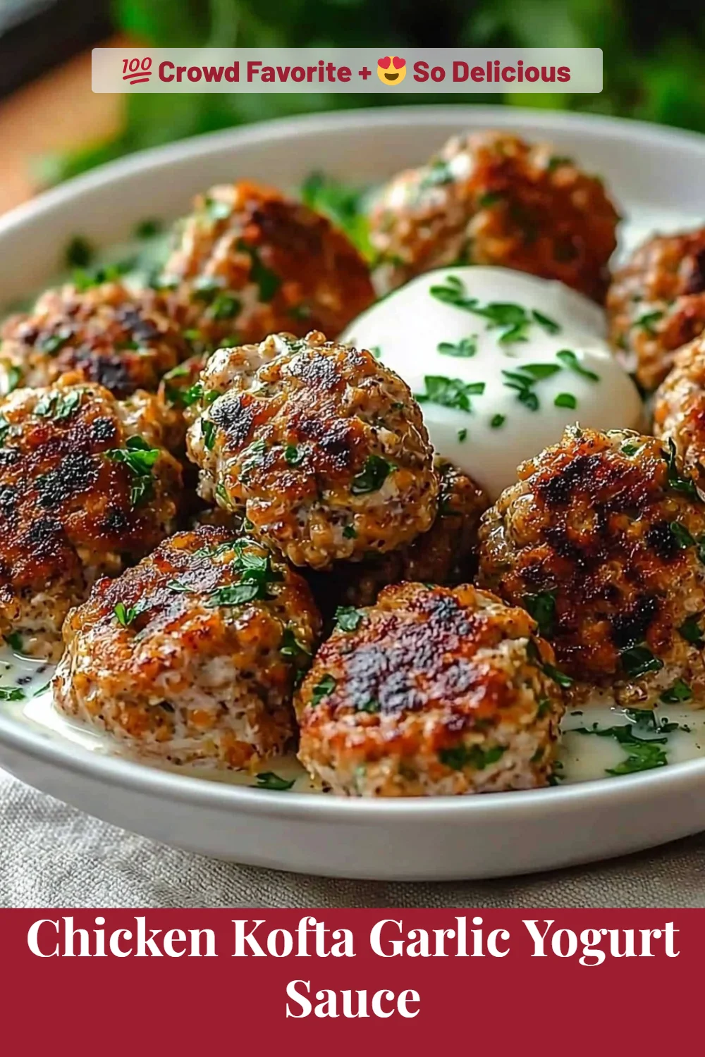 Chicken Kofta Garlic Yogurt Sauce