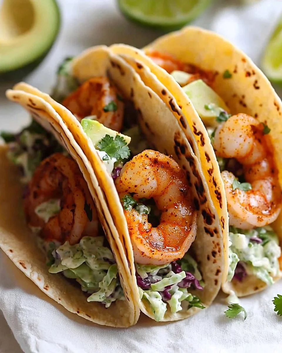 Cilantro Lime Shrimp Tacos with Creamy Slaw