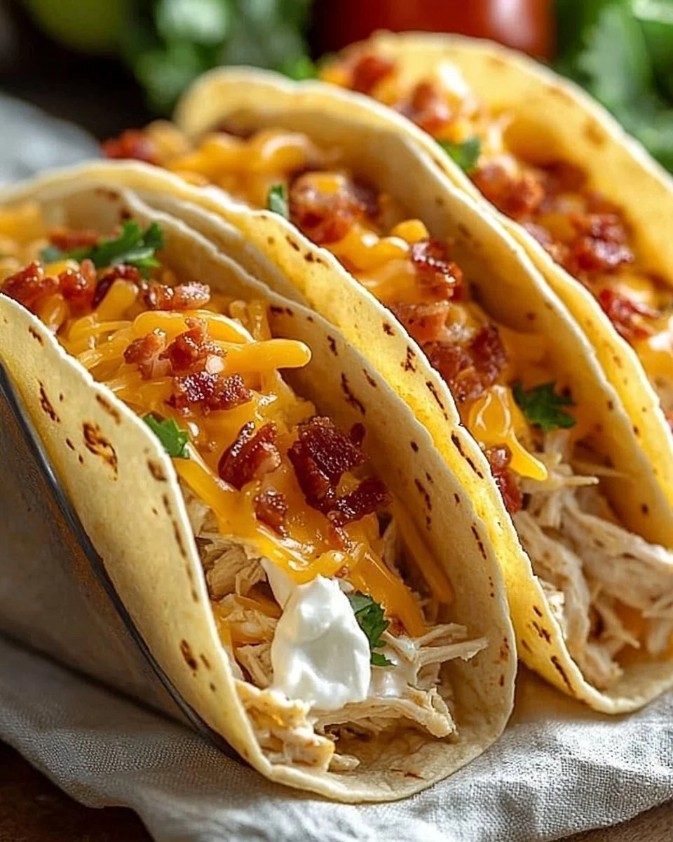 Creamy Cheddar Ranch Chicken Tacos