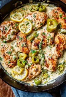 Creamy Pepperoncini Chicken Skillet served in a pan with fresh herbs.