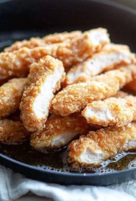 Crispy fried chicken tenders served with dipping sauce on a plate