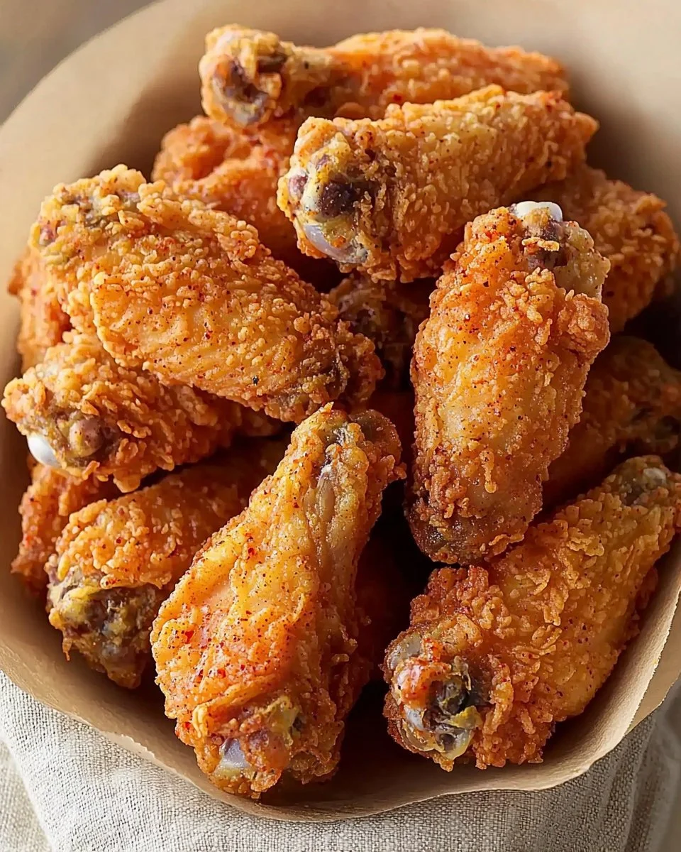 Crispy fried chicken wings served with dipping sauce on a platter.