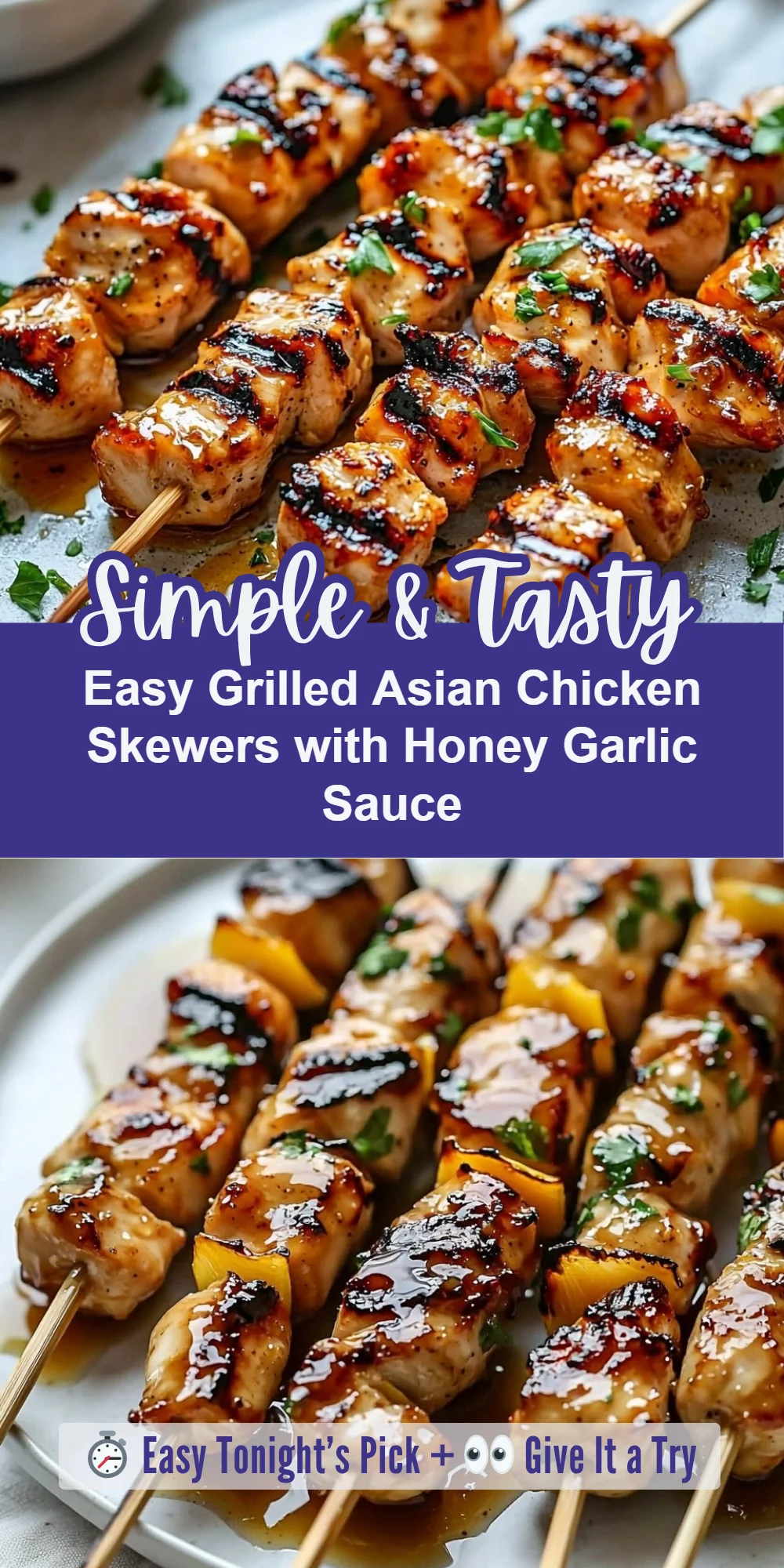 Easy Grilled Asian Chicken Skewers with Honey Garlic Sauce