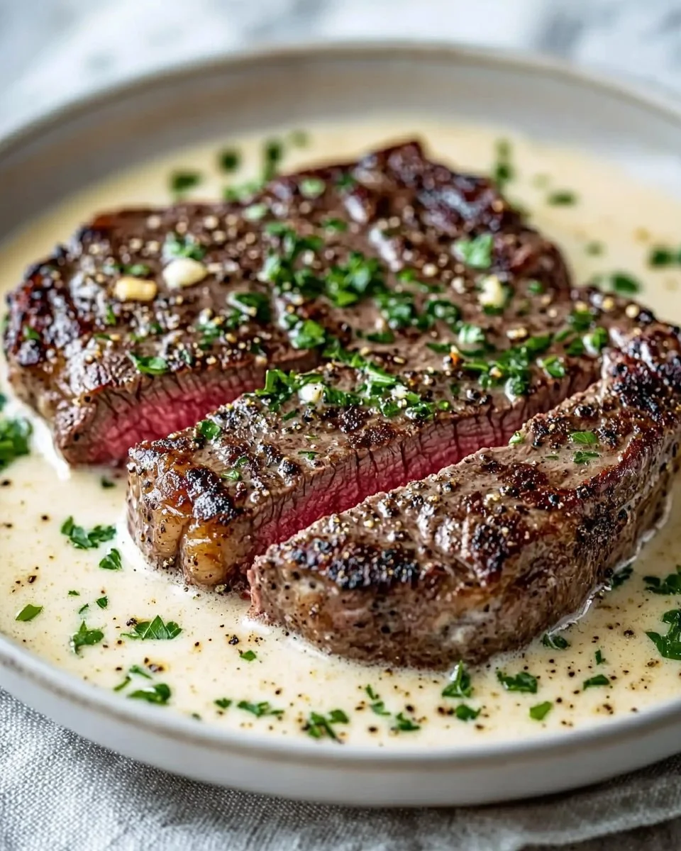 Garlic Butter Steak With Parmesan Cream Sauce