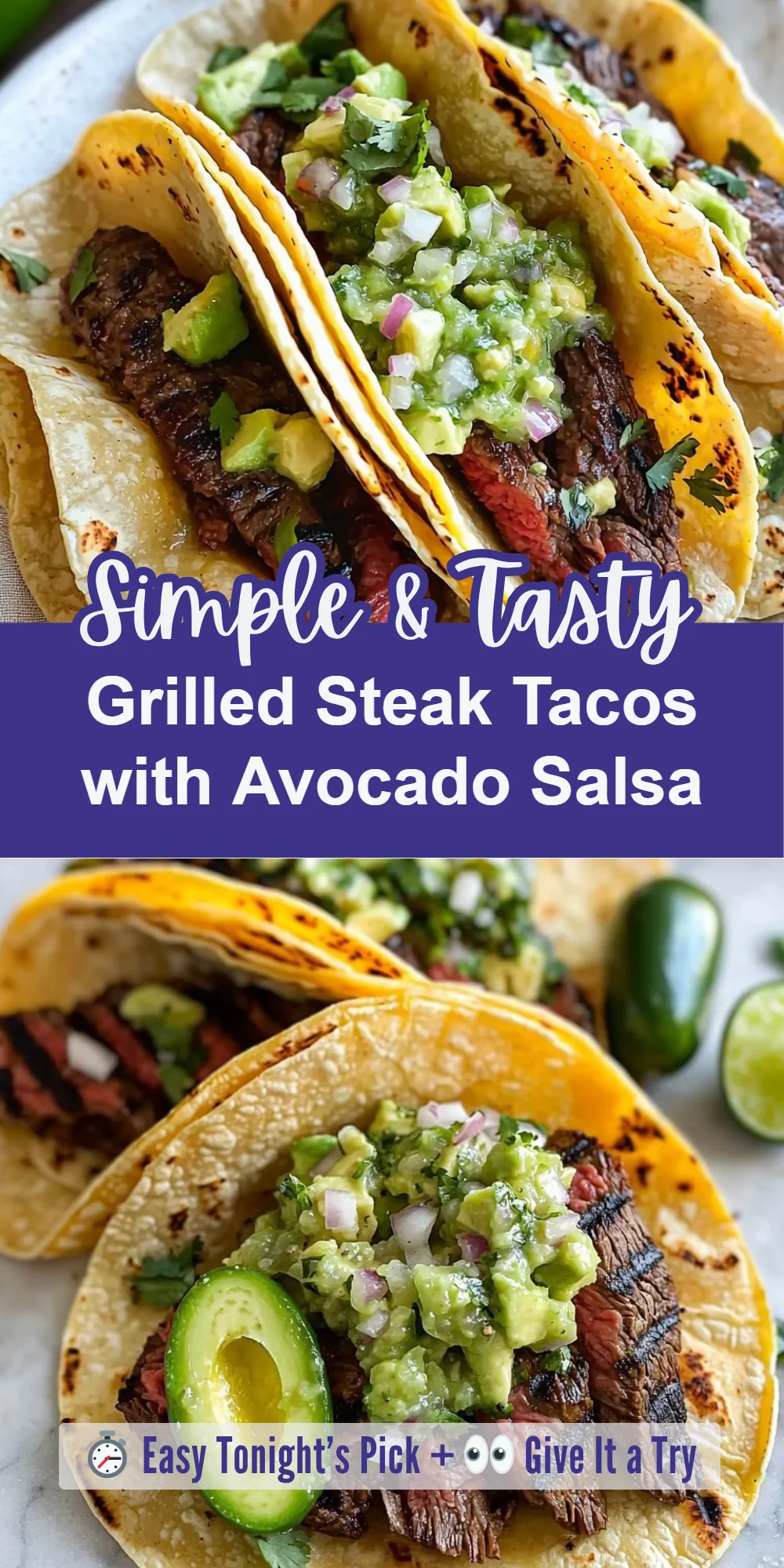Grilled Steak Tacos with Avocado Salsa