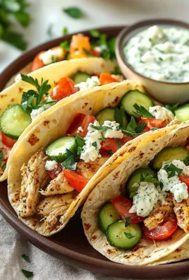 Delicious Healthy Mediterranean Chicken Tacos served with fresh ingredients