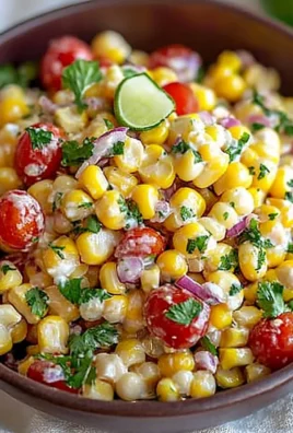 Healthy street corn salad featuring corn, Greek yogurt, and fresh herbs.