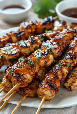 Honey Chipotle Grilled Chicken Skewers ready to be served