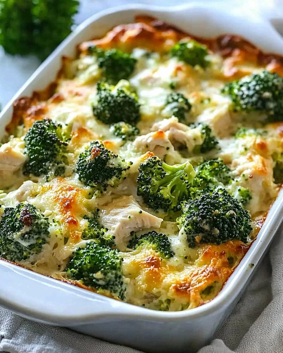 Keto Chicken Alfredo Broccoli Bake