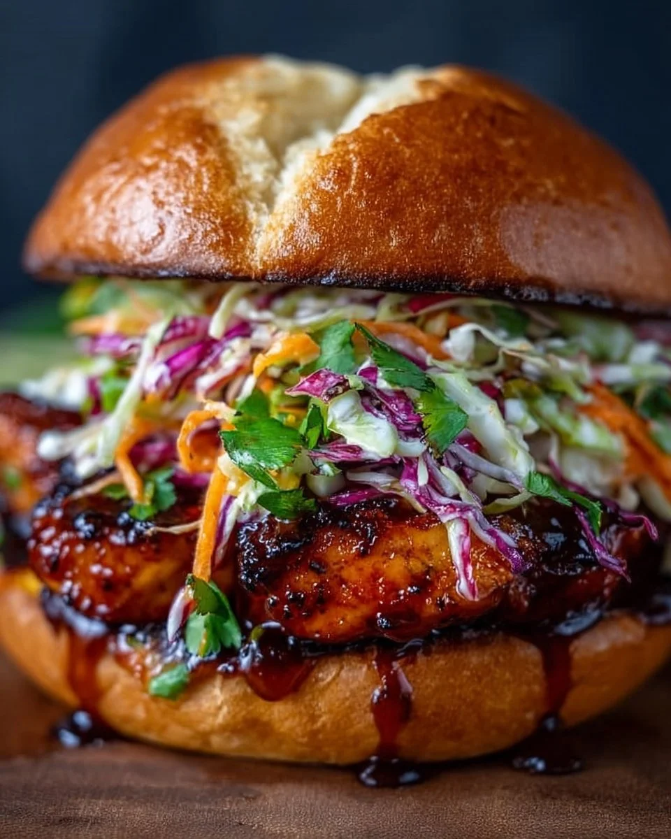 Korean BBQ Chicken Sandwich with Cabbage Slaw