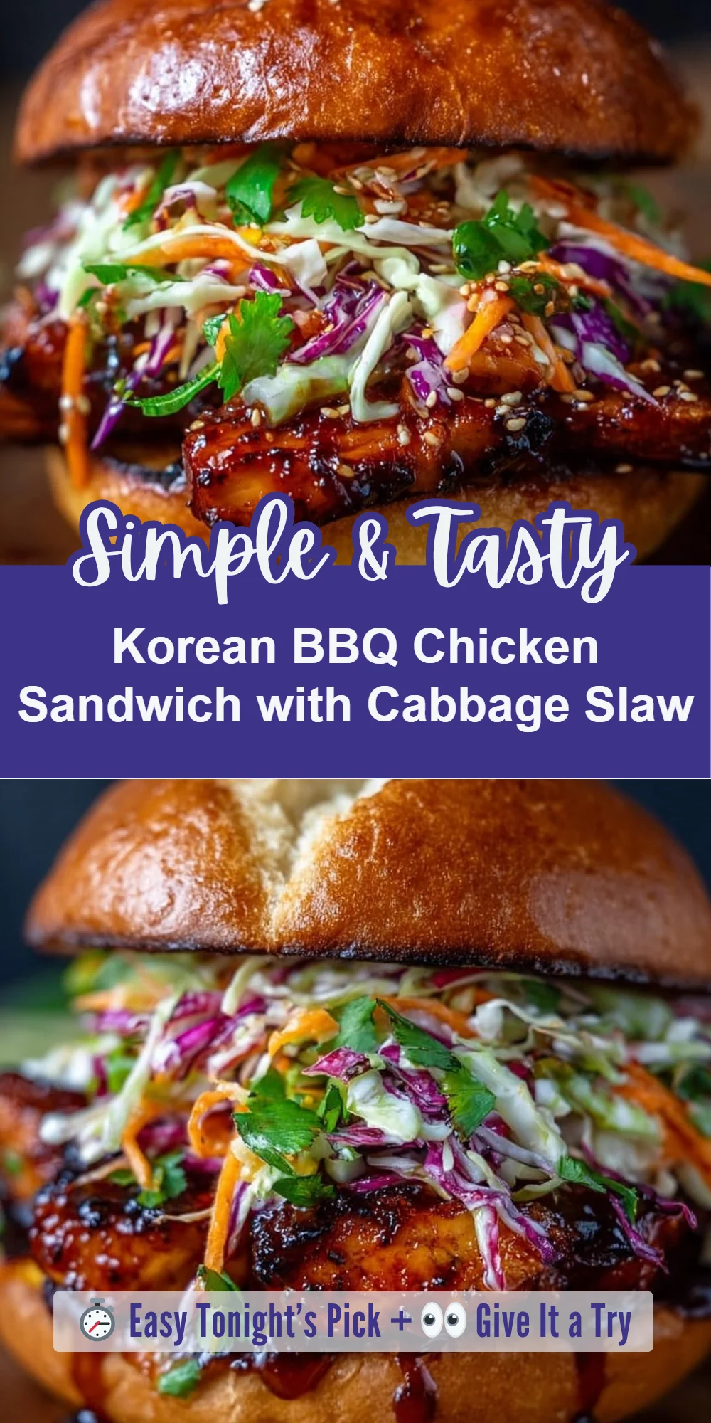 Korean BBQ Chicken Sandwich with Cabbage Slaw