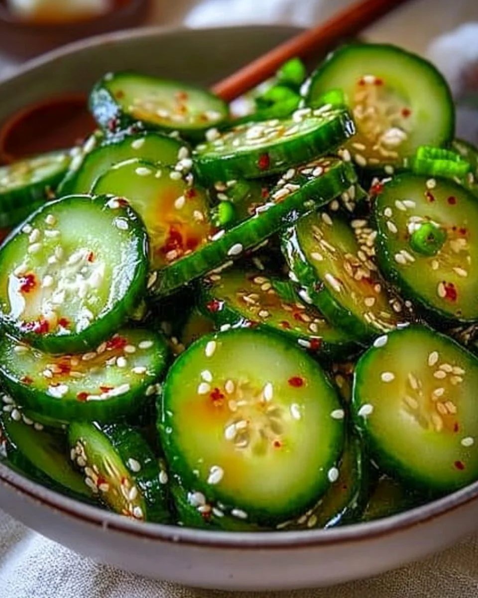Bowl of Korean Cucumber Salad, a vibrant and refreshing side dish