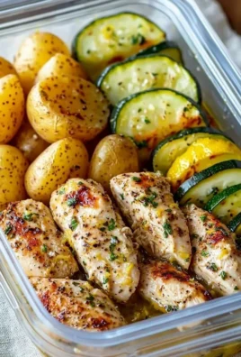 Lemon Garlic Chicken Meal Prep in meal containers with vegetables