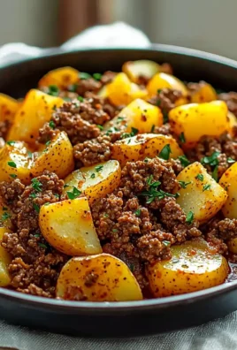 One-Pan Ground Beef and Potatoes dish ready to serve