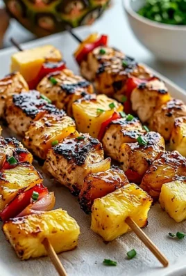 Delicious pineapple chicken kabobs grilled to perfection.