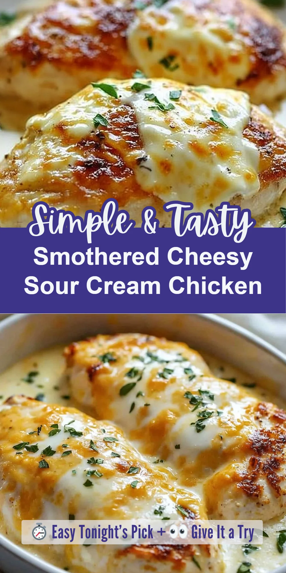 Smothered Cheesy Sour Cream Chicken