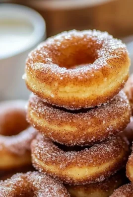 Plate of tasty churro donut bites dusted with cinnamon sugar