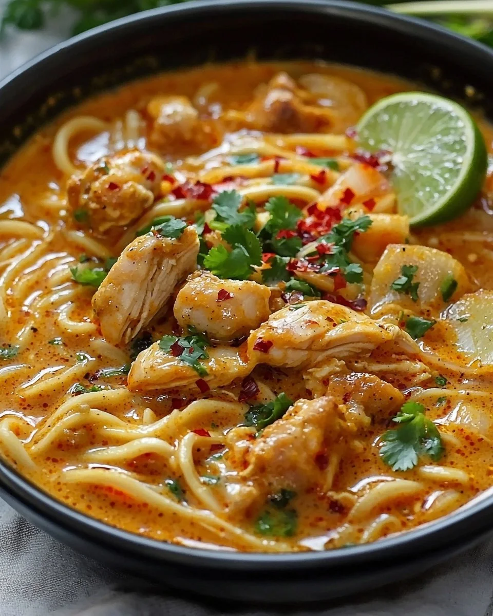 Thai-Inspired Coconut Red Curry Chicken Udon