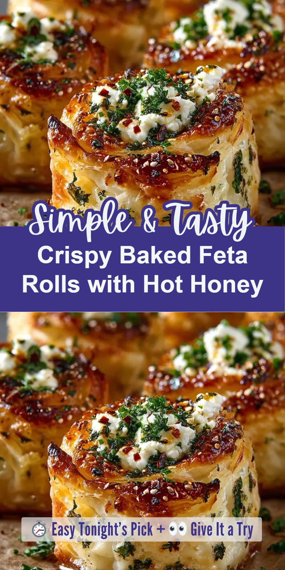 Crispy Baked Feta Rolls with Hot Honey