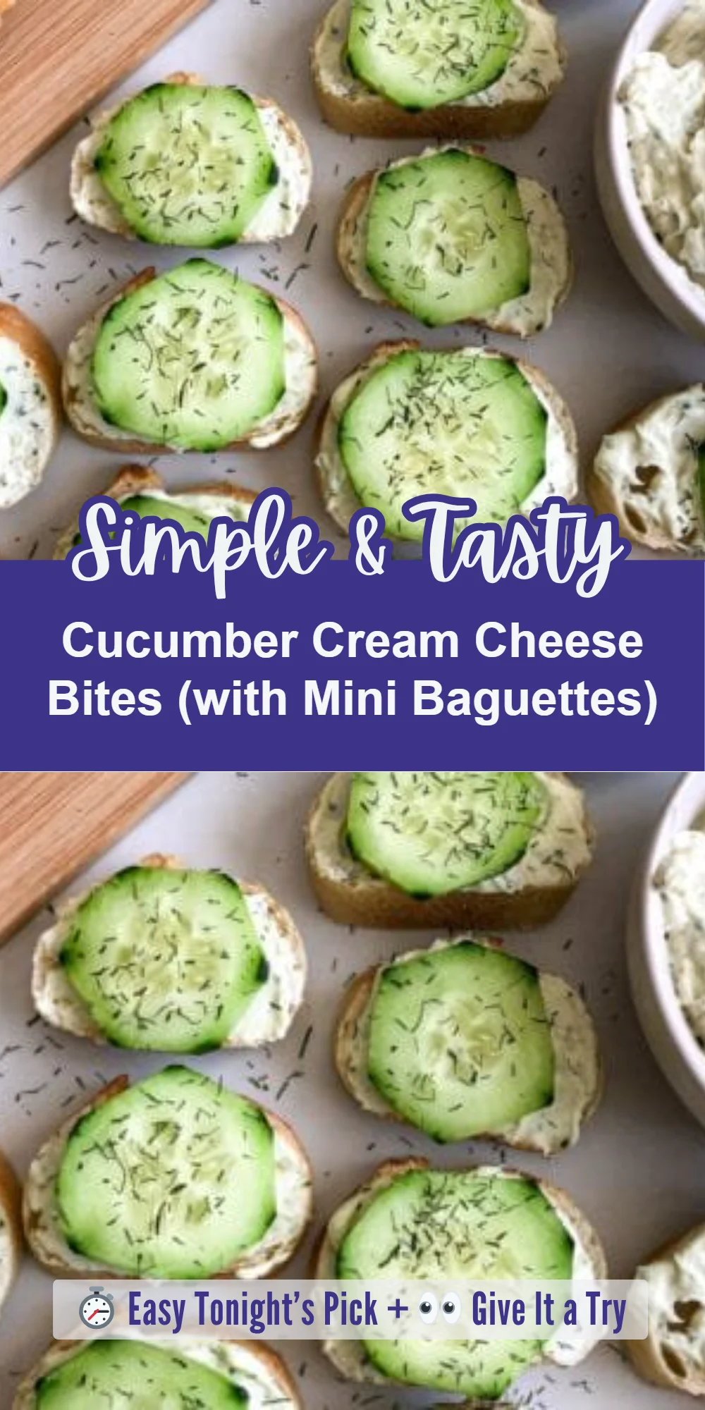 Cucumber Cream Cheese Bites (with Mini Baguettes)