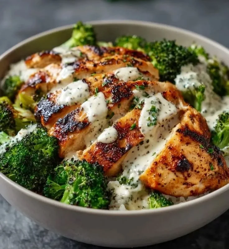 Delicious bowls of grilled chicken with broccoli for a healthy meal
