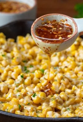 Delicious hot honey skillet corn cooked in a cast iron skillet