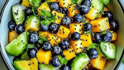 Juicy Mango Cucumber Salad with Blueberries and Avocado Delight