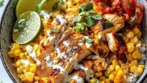 Mouthwatering Street Corn Chicken Rice Bowl for Family Nights