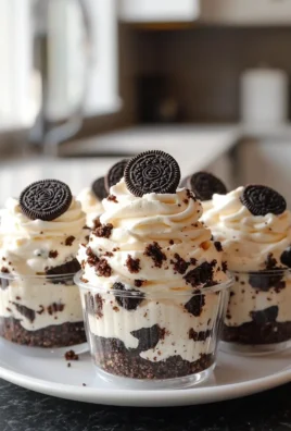 No-Bake Oreo Cheesecake Cups topped with crushed Oreo cookies