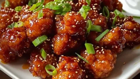 Delicious spicy crispy firecracker chicken with sweet tangy glaze