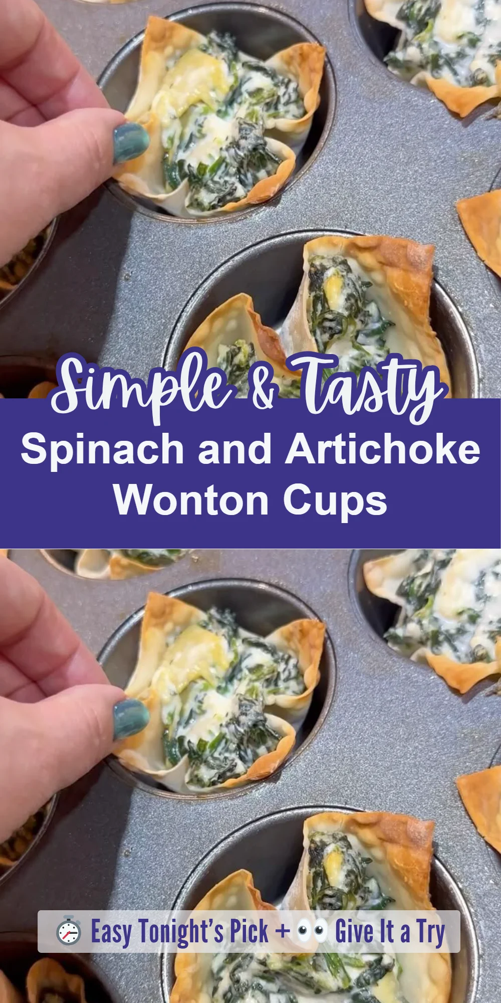Spinach and Artichoke Wonton Cups
