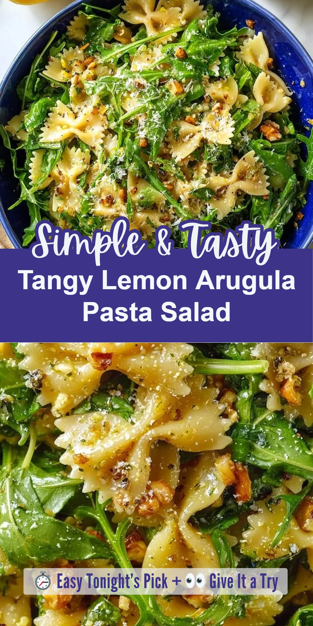 Tangy Lemon Arugula Pasta Salad