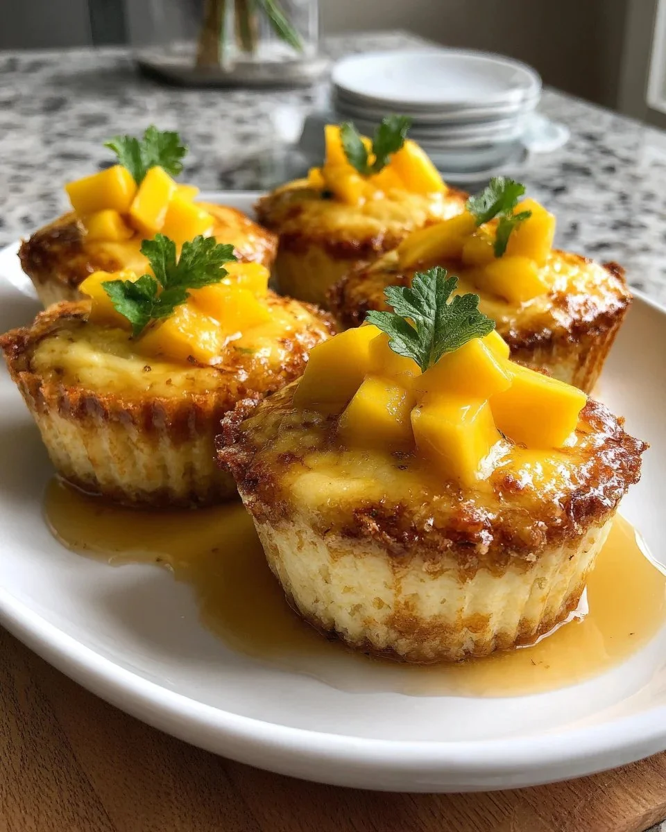 Thai Mango Sticky Rice Cups garnished with coconut and mango slices