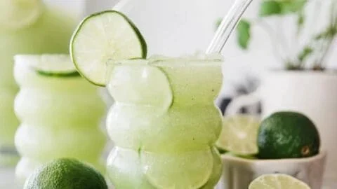 Refreshing Crazy Limeade Slush with vibrant lime color and ice