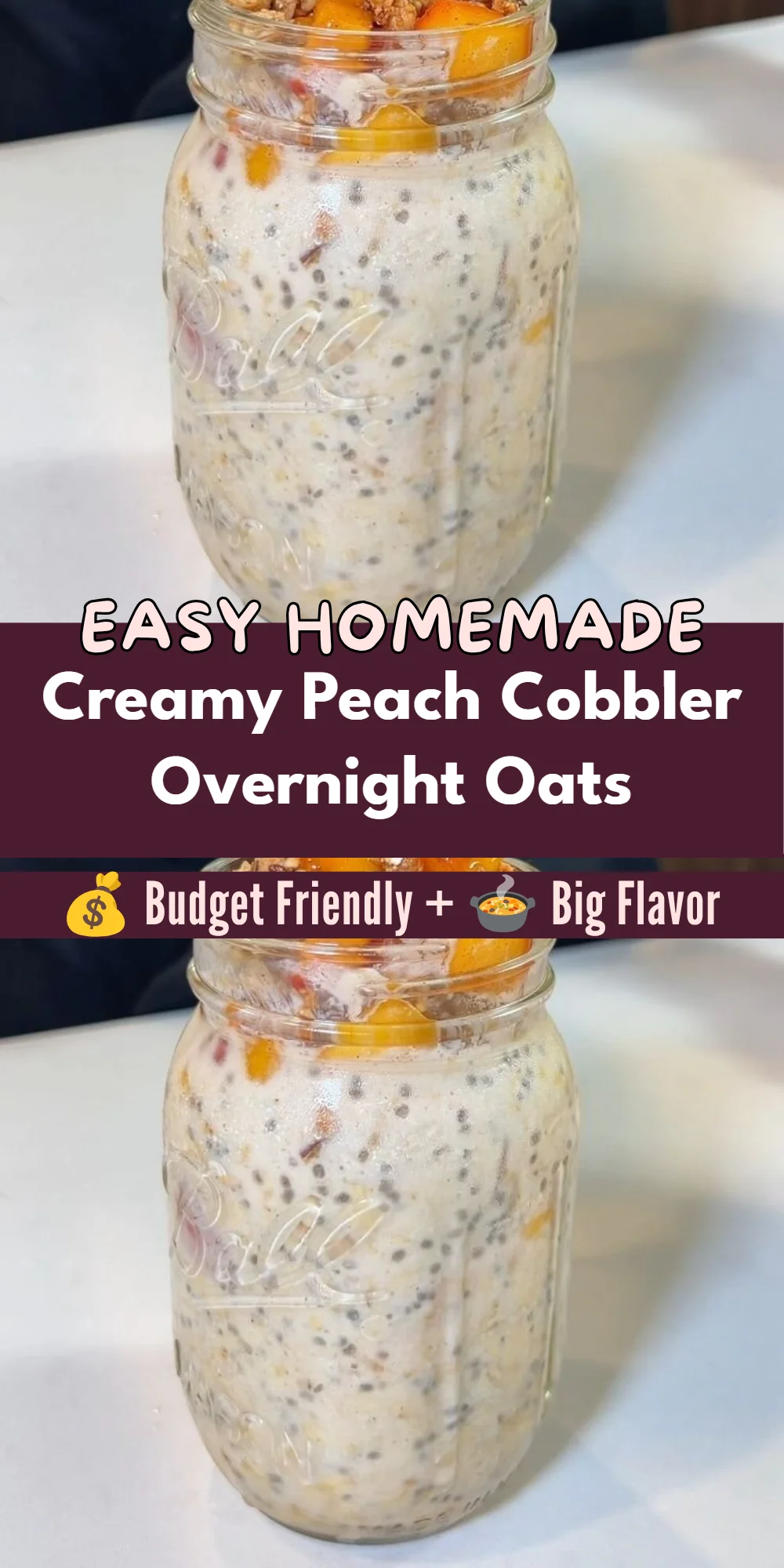 Creamy Peach Cobbler Overnight Oats