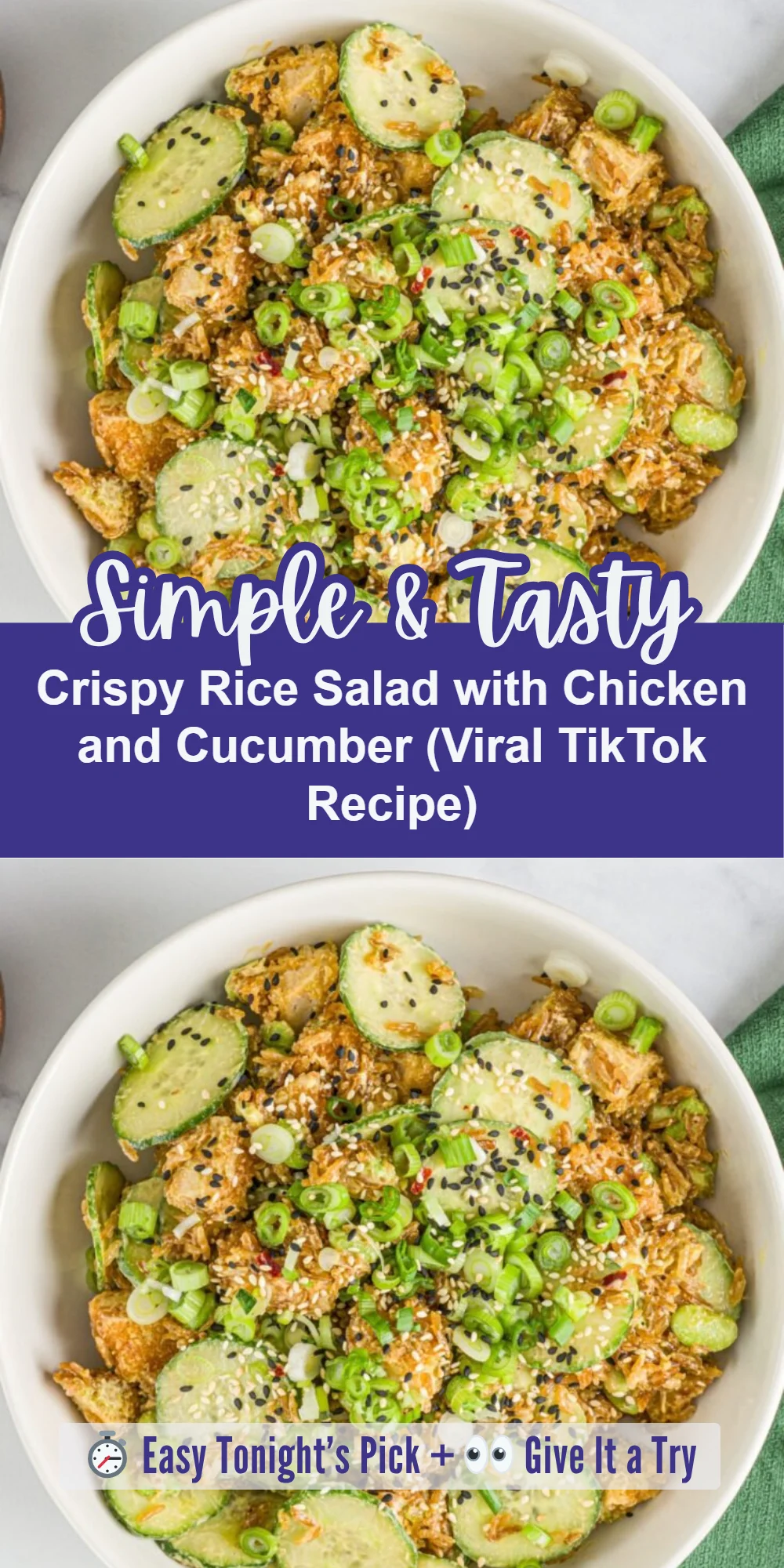Crispy Rice Salad with Chicken and Cucumber (Viral TikTok Recipe)