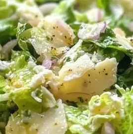 Freshly made Parmesan Chopped Salad served in a bowl, ready in 5 minutes.