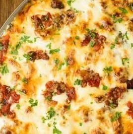 Eggplant and Italian Sausage Gratin, a flavorful layered dish