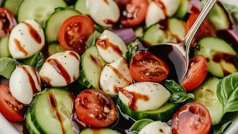 Fresh Cucumber Caprese: 10 Minute Summer Delight