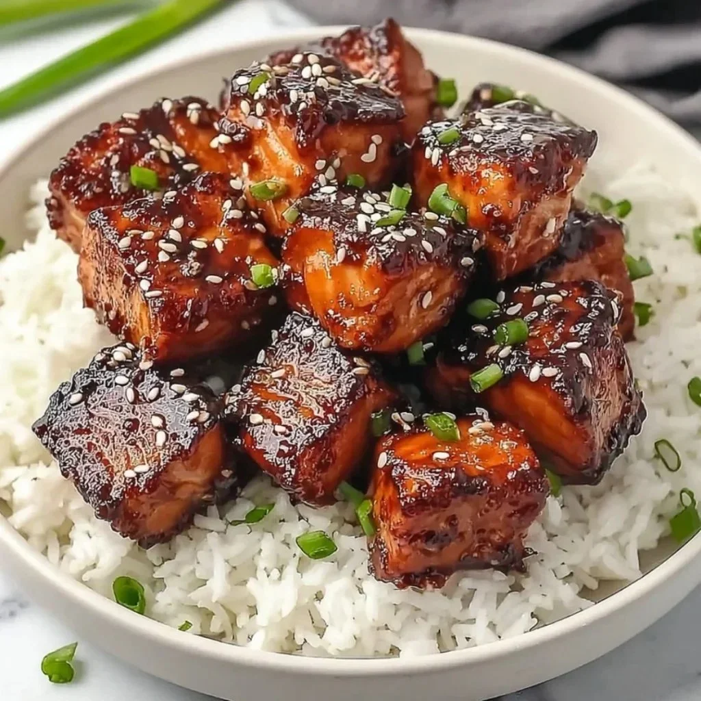 Honey Garlic Salmon Bites Bowl