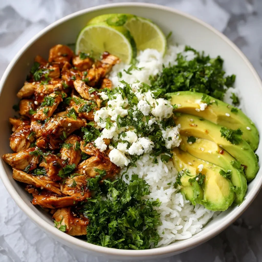 Honey Lime Chicken served with Avocado Rice Bowl for a nutritious meal.