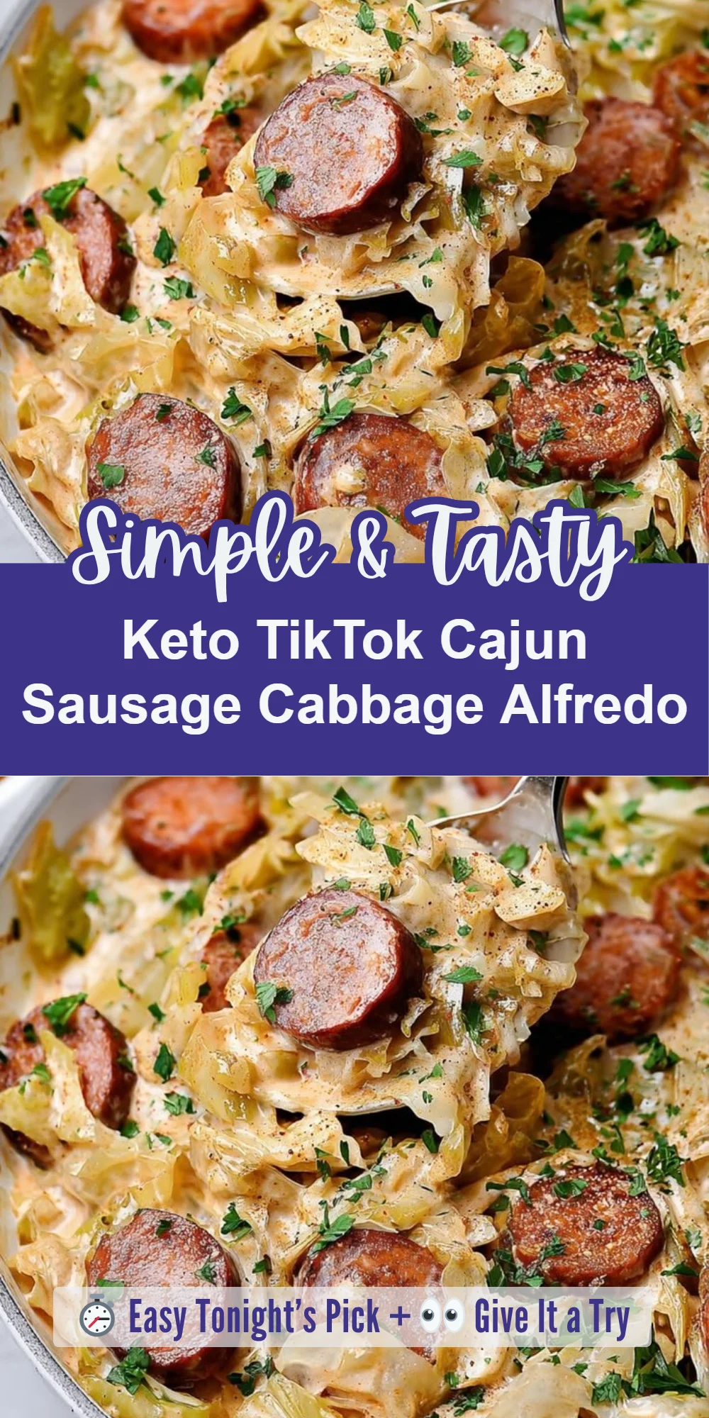 Keto TikTok Cajun Sausage Cabbage Alfredo