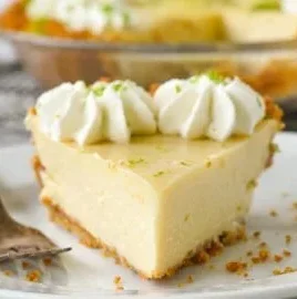 Delicious slice of homemade Key Lime Pie with a graham cracker crust