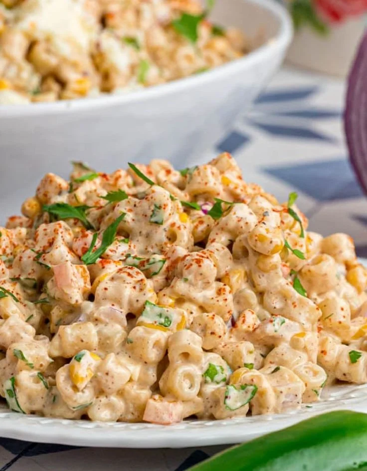 Delicious Mexican Street Corn Pasta Salad with colorful ingredients